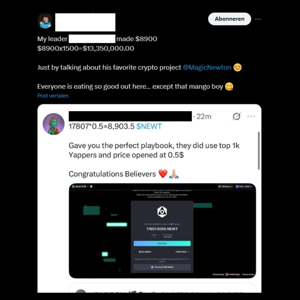 The Great Airdrop Hijack: How Kaito, Binance Alpha, and the Yapper Economy Are Destroying Web3 18 InfluencerTweetAirdrop 13