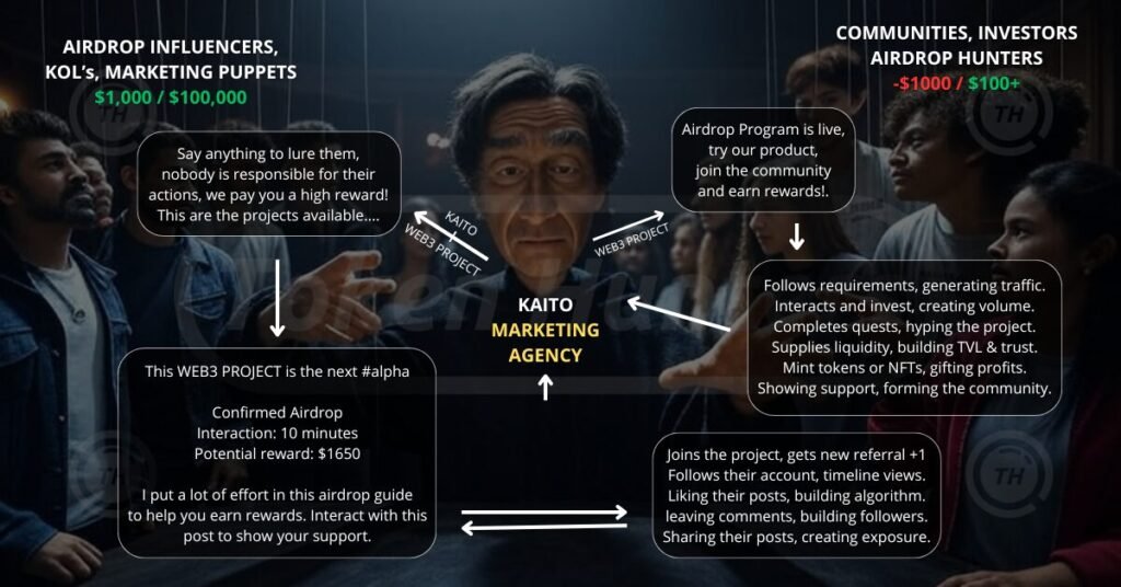 The Great Airdrop Hijack: How Kaito, Binance Alpha, and the Yapper Economy Are Destroying Web3 13 Kaito Marketing Agency Exposed TokenHunters 1