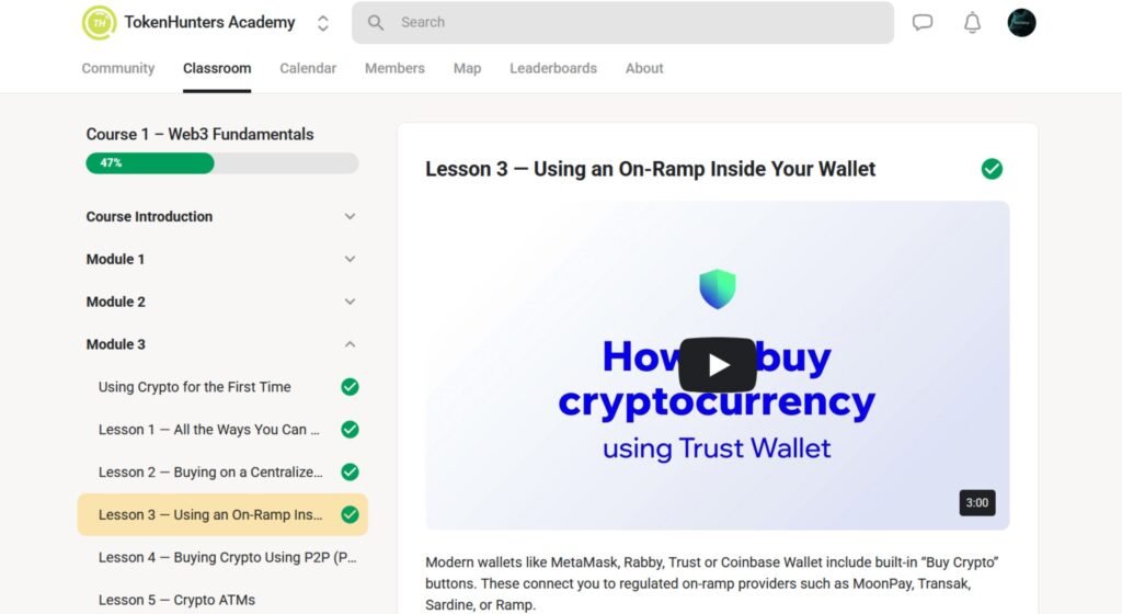 TokenHunters on Skool video example (tokenhunters academy)
